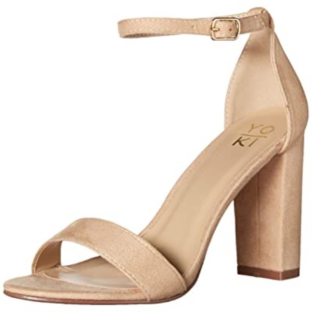 Yoki Back Strap Chunky Block 4" Heel, Synthetic Suede size 10